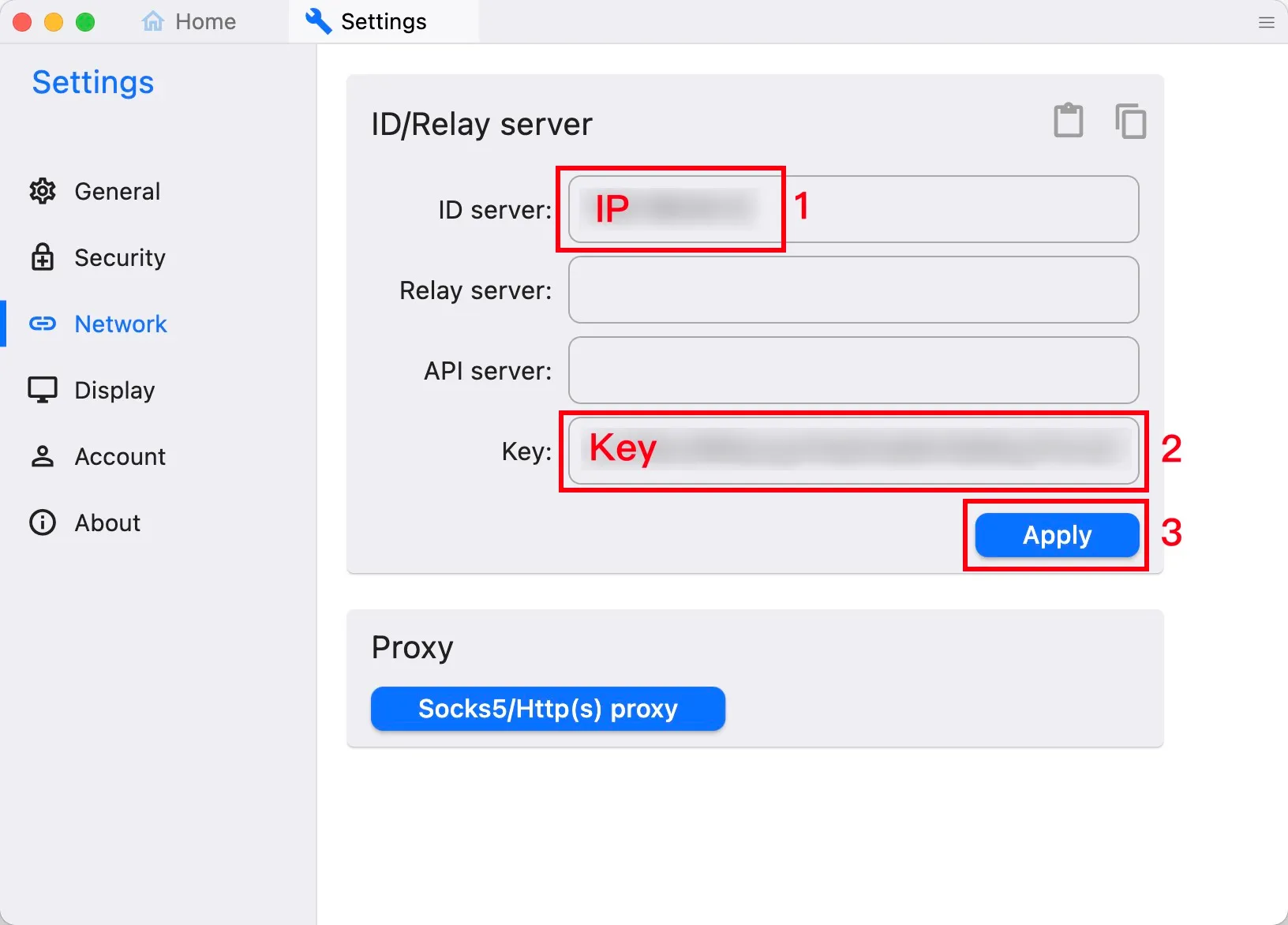 RustDesk 设置 ID 服务器和 Key